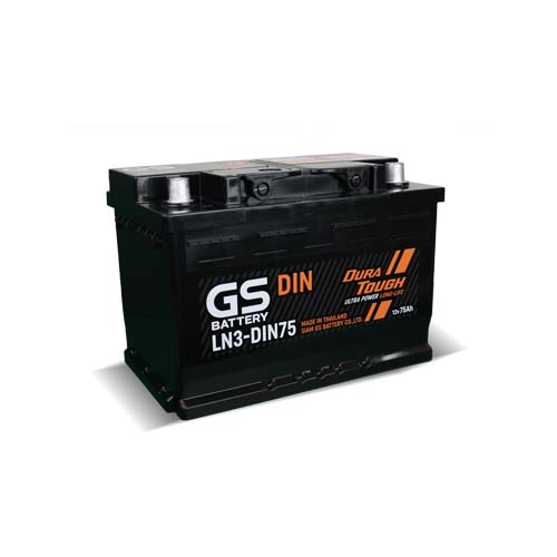แบตเตอรี่รถยนต์ GS LN3-DIN75 (75Ah) แบตเตอรี่ขั้วจม ไม่ต้องเติมน้ำกลั่น